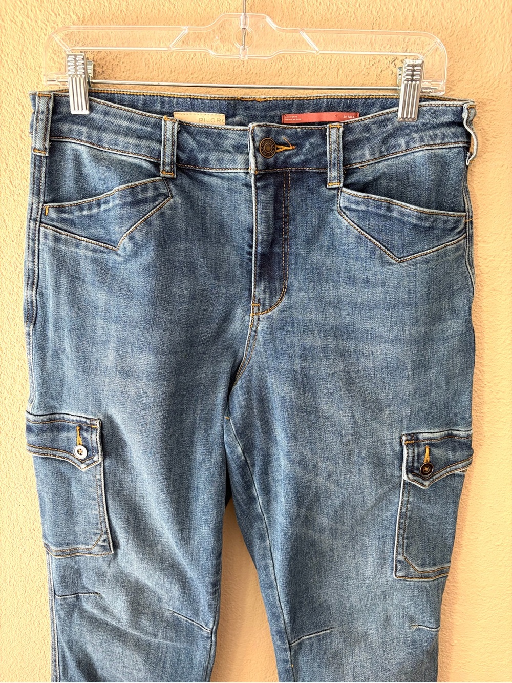 Anthropologie Pilcro Mid-Rise Slim Straight Cargo Jeans 30 TALL - Picture 4 of 12